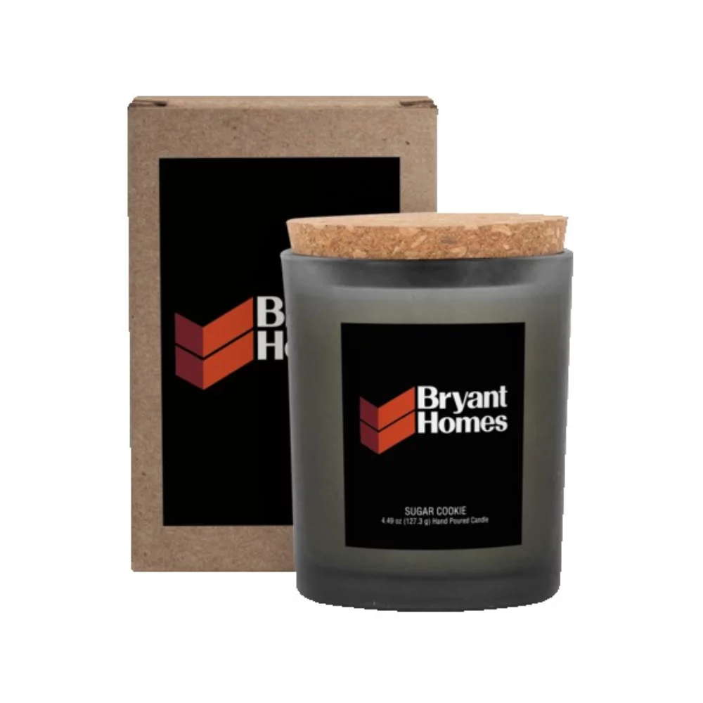 Bougie givrée Niva avec couvercle en liège