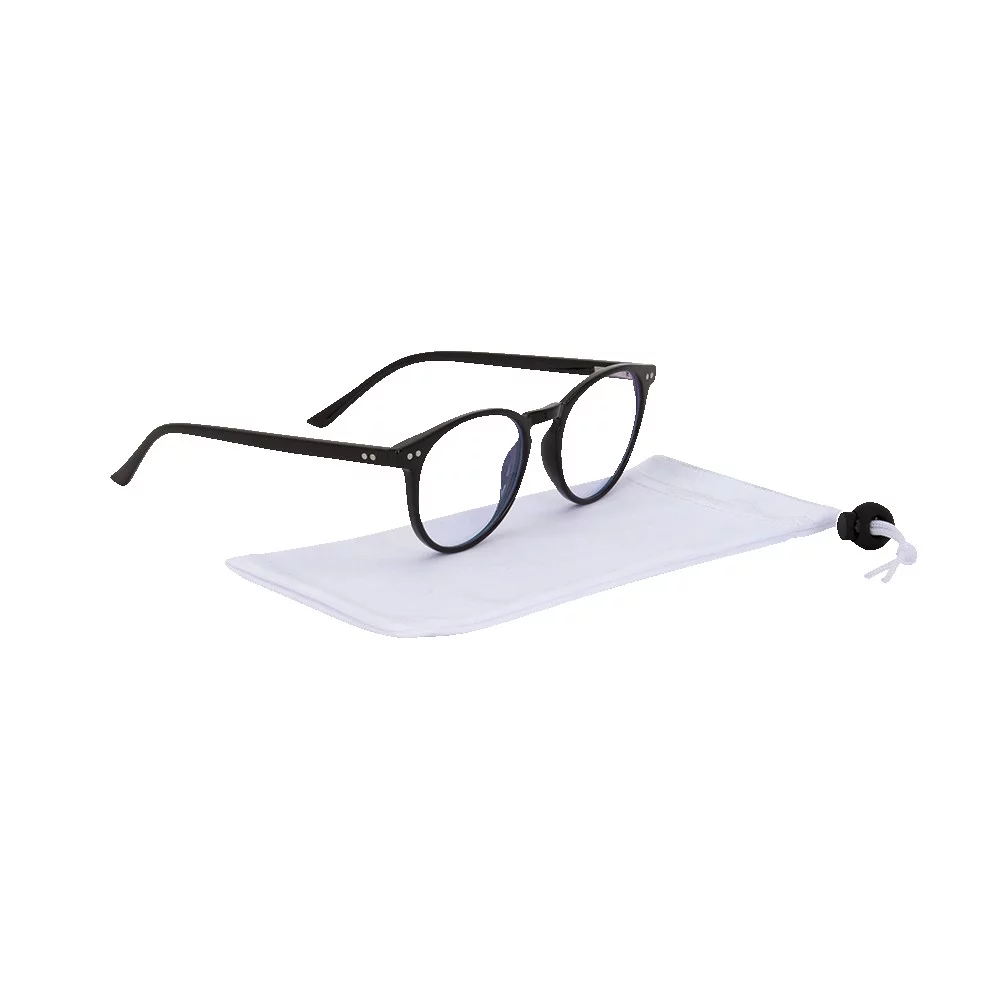 Lunettes de blocage de la lumière bleue QUINN avec pochette en microfibre teintée par sublimation.