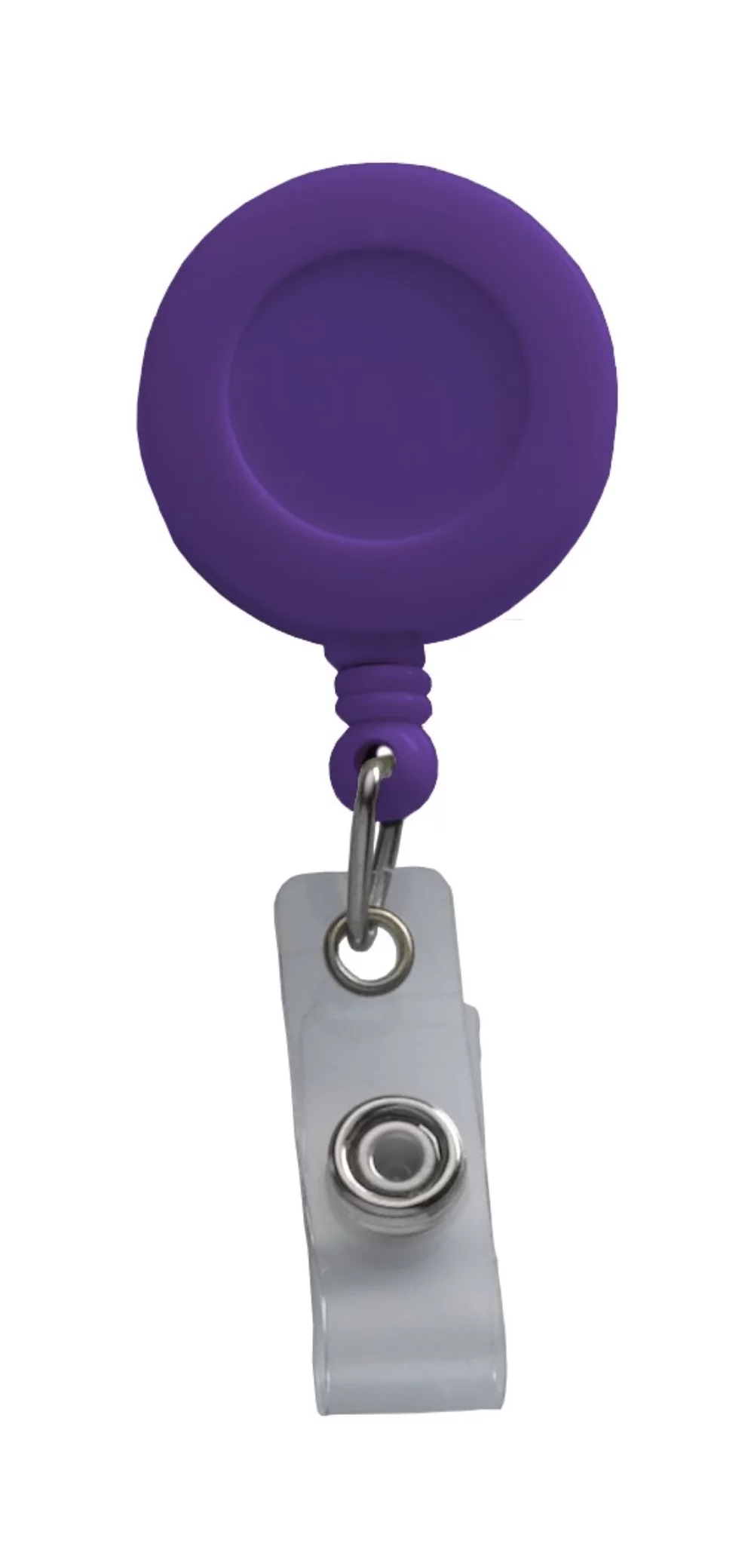 Reel de badge rétractable rond avec dôme en époxy et attache en vinyle snap