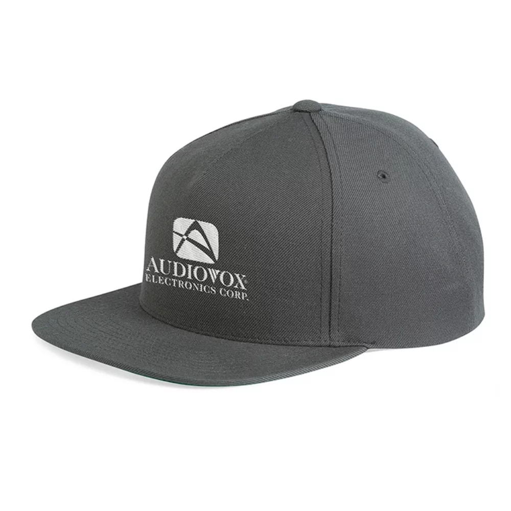 Casquette snapback à 5 panneaux en laine mélangée Yupoong avec visière verte.