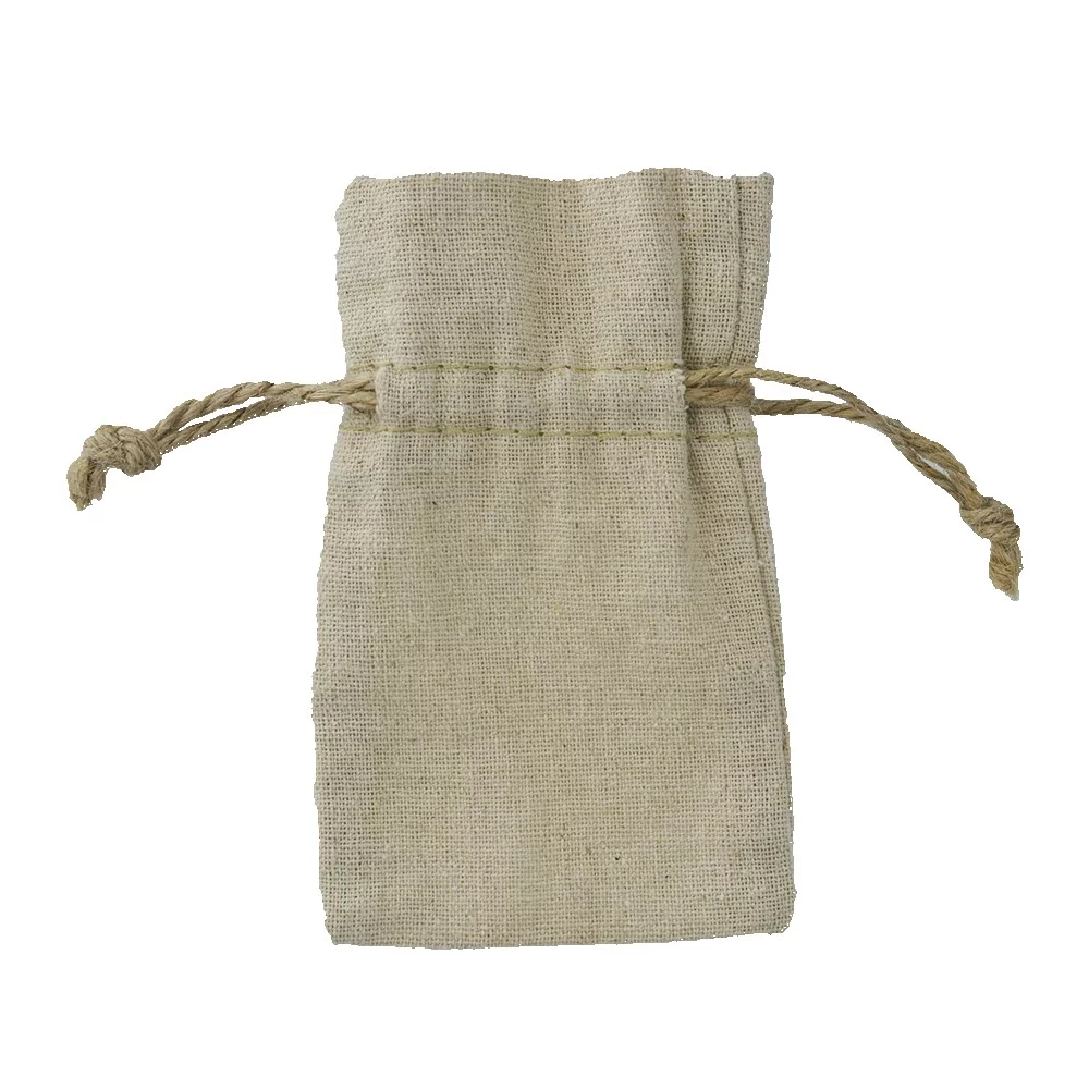 Sac en lin à cordon (avec impression) - 3" x 5"