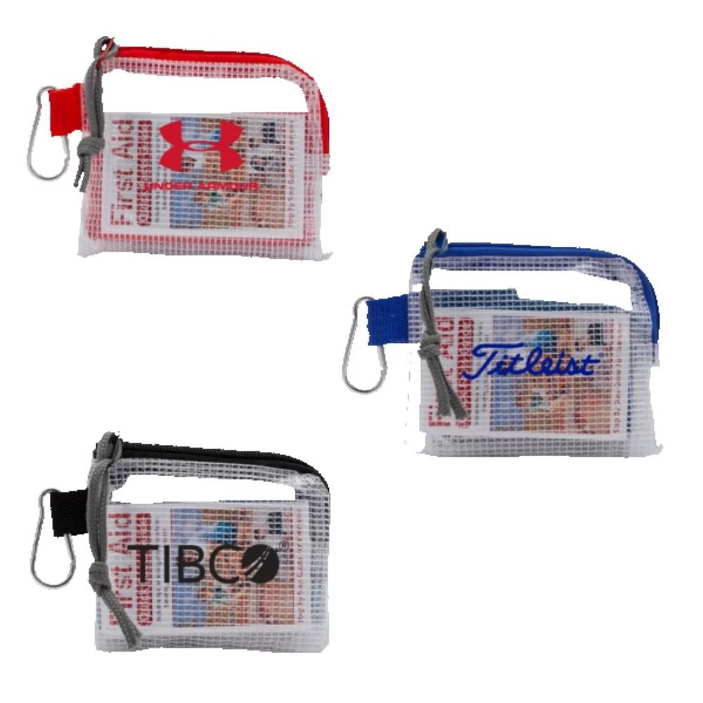 Trousse de premiers secours et de sécurité pour le golf avec sac en nylon transparent à fermeture éclair.
