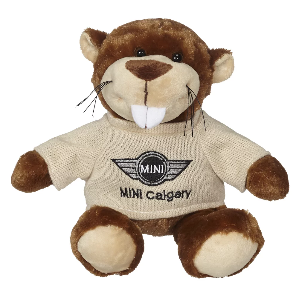 11" Bucky Beaver w/Machine Knit Sweater Embroidered