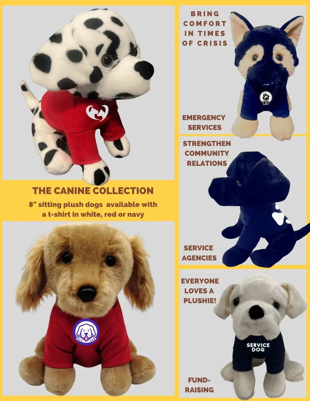 Collection de chiens en peluche berger allemand de 8 pouces de haut.