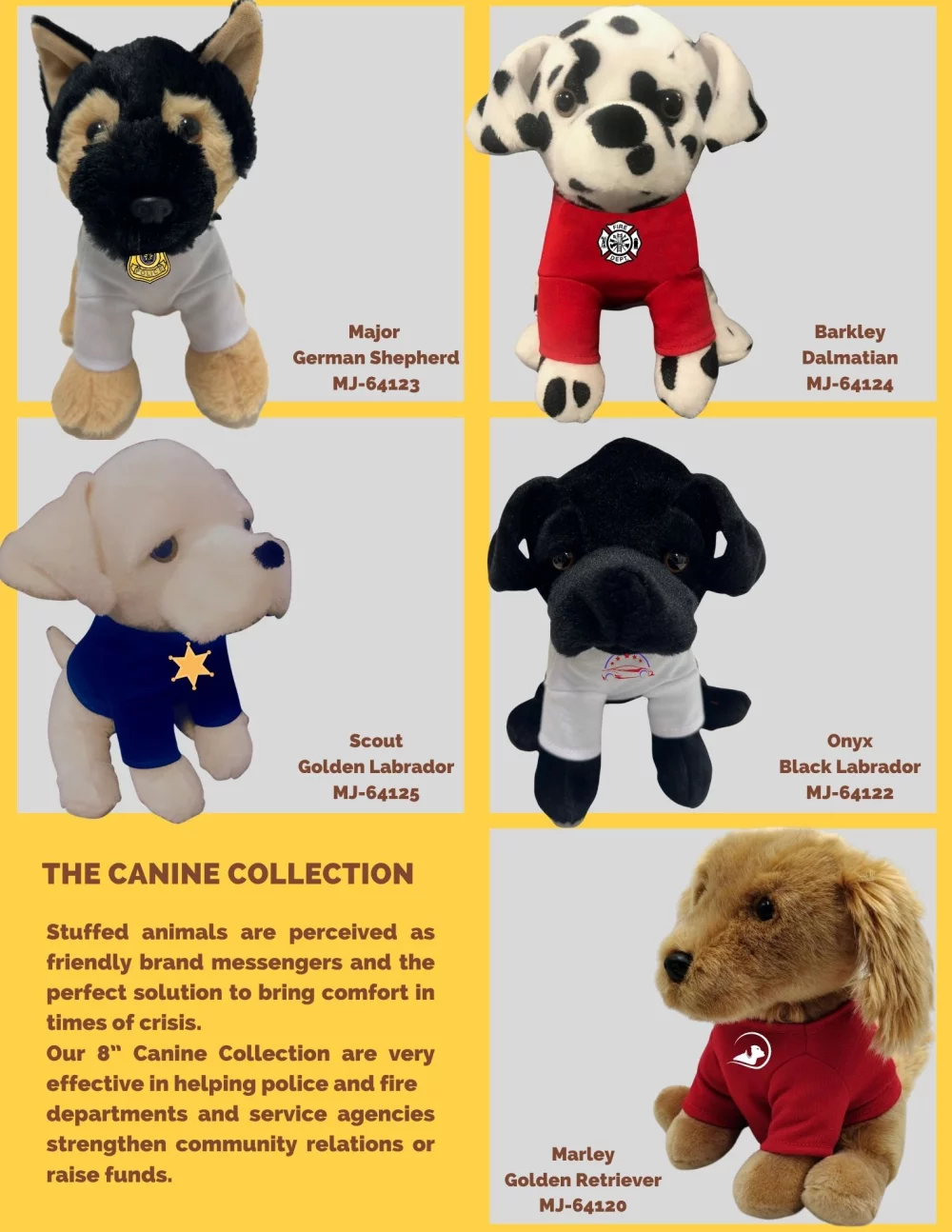 Collection de chiens en peluche berger allemand de 8 pouces de haut.