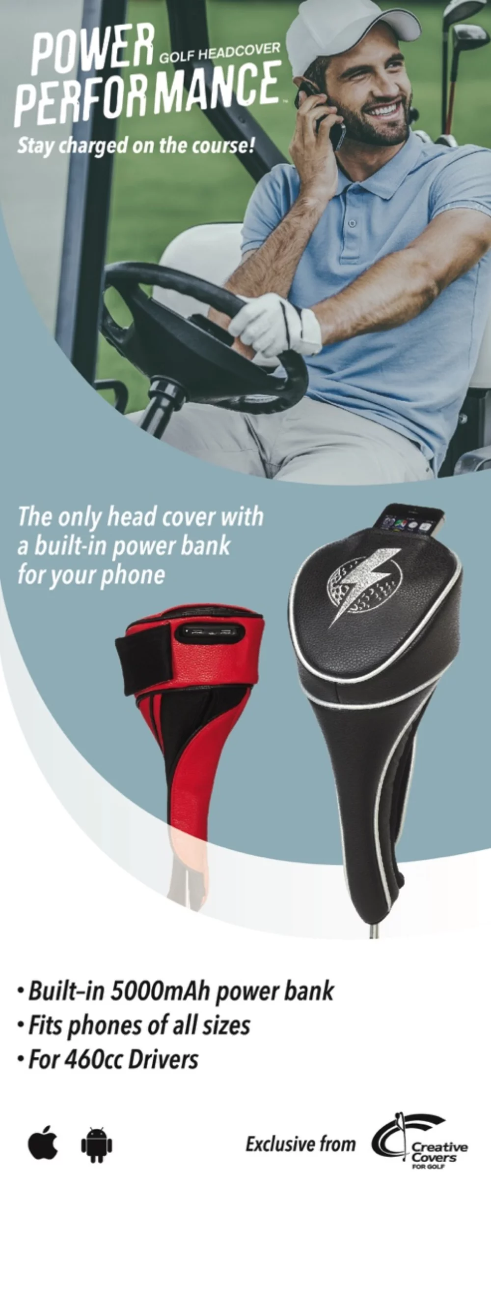 Power Performance Red Golf Head Cover