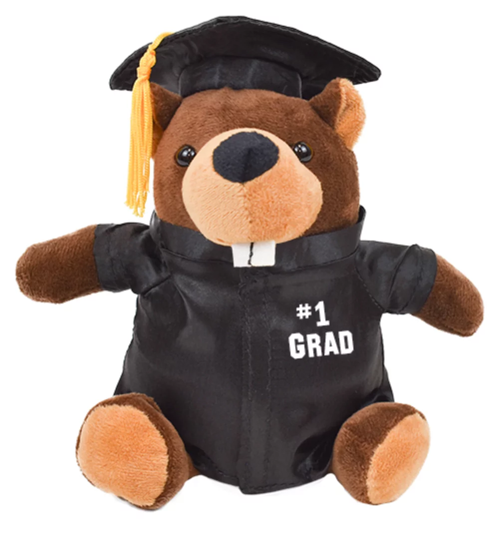 Graduation Plush - 6" Bizzie Beaver w/Gown & Cap
