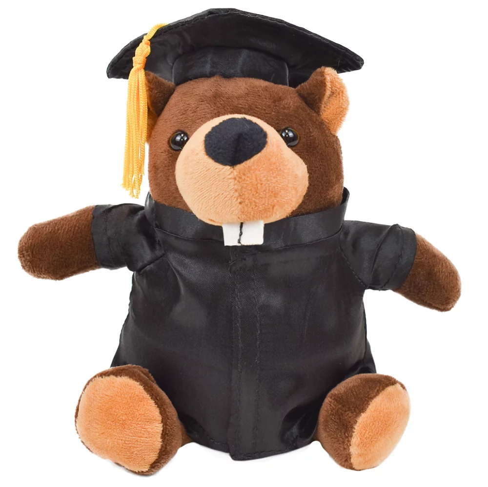 Graduation Plush - 6" Bizzie Beaver w/Gown & Cap