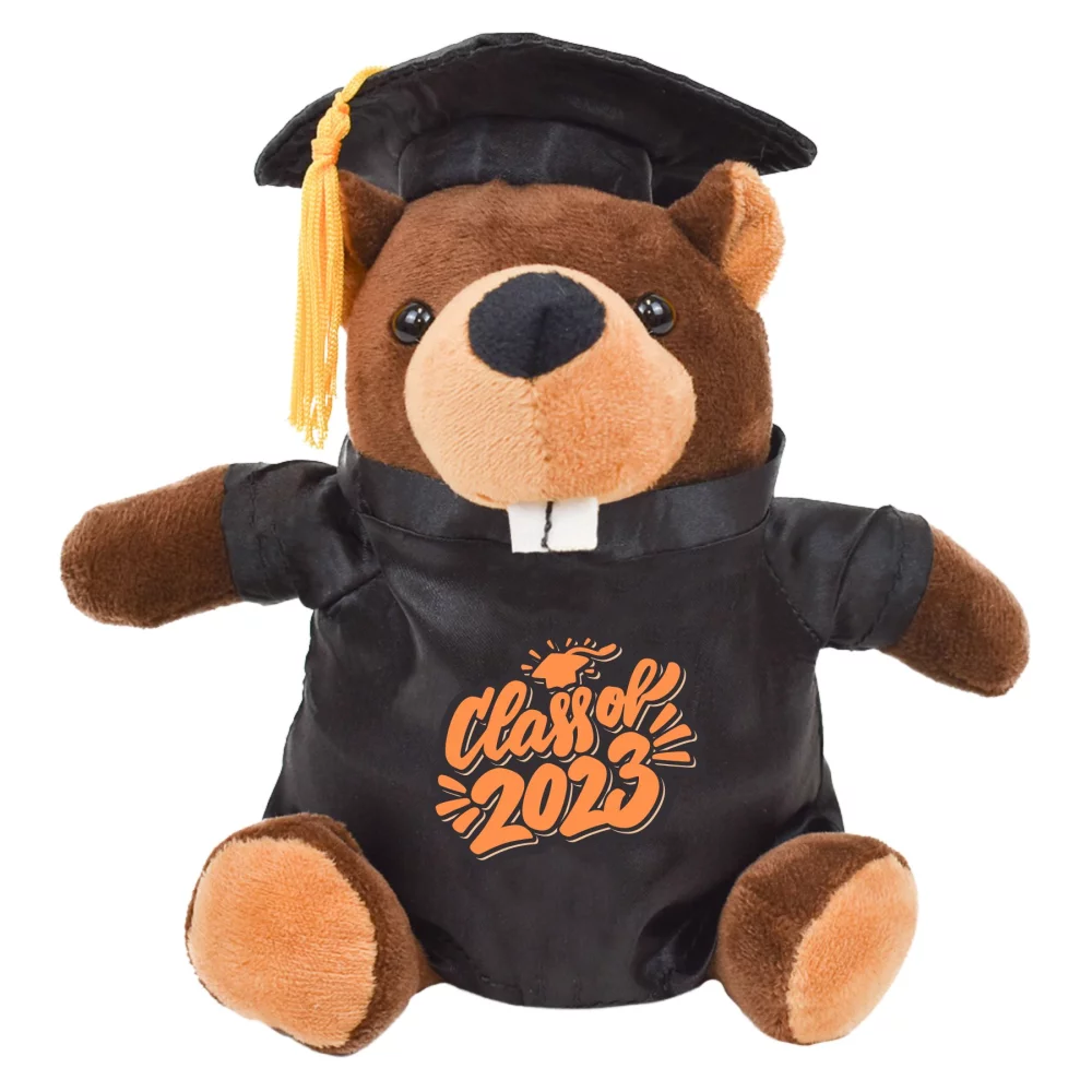 Peluche de remise des diplômes - Castor Bizzie de 6" avec toge et calotte