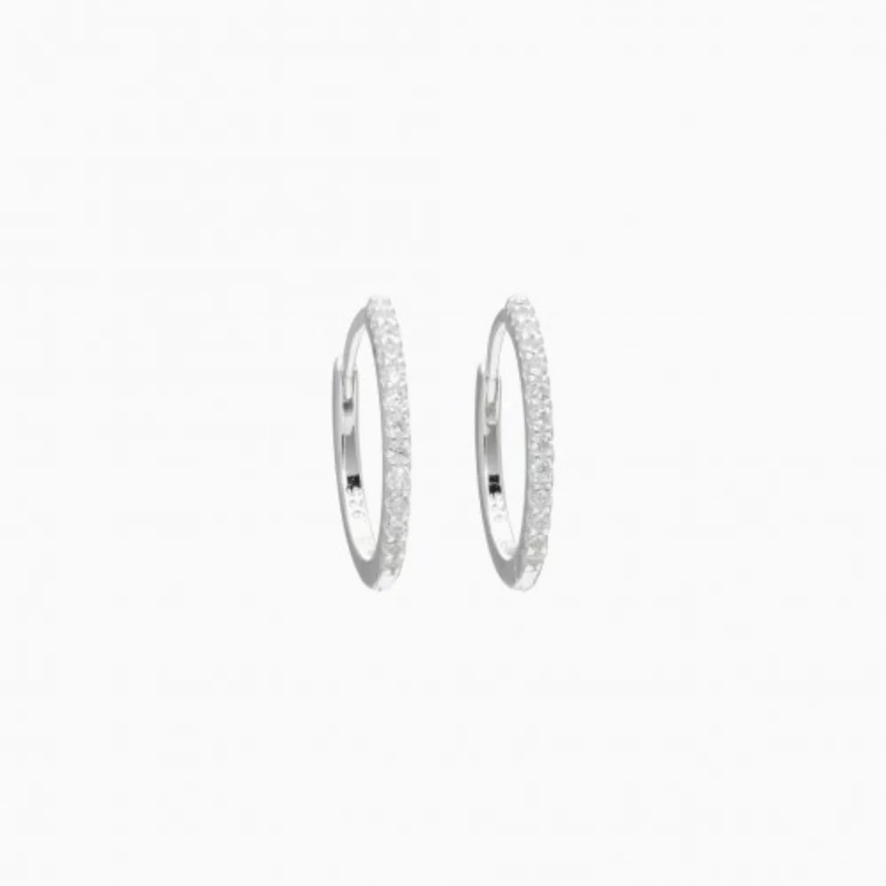 Pavé Hoop Earrings - Small - Silver