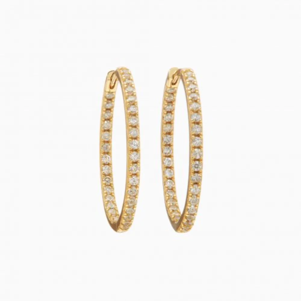 Pavé Hoop Earrings - Medium - Gold