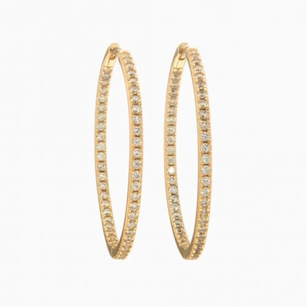 Pavé Hoop Earrings - Large - Gold