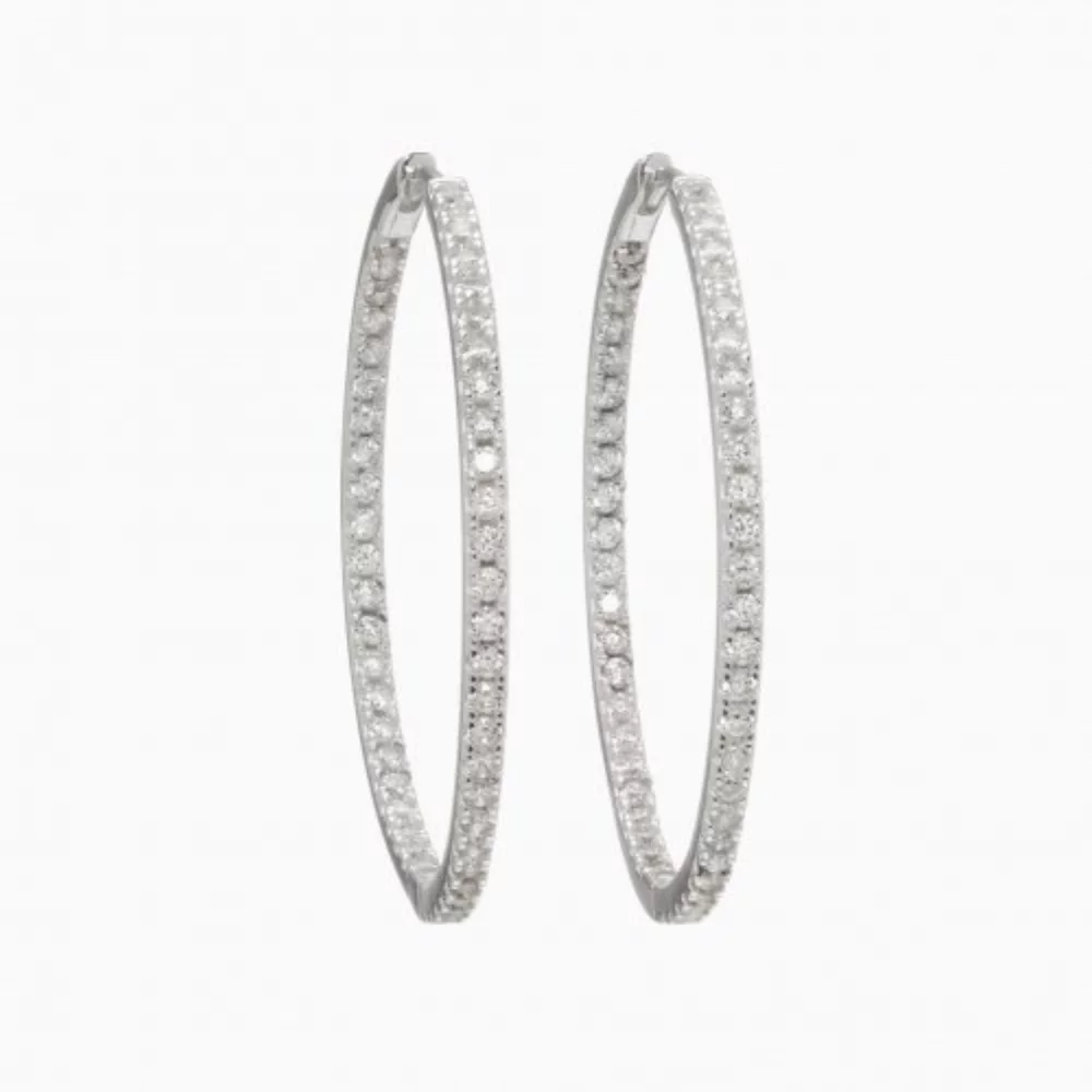 Pavé Hoop Earrings - Large - Silver
