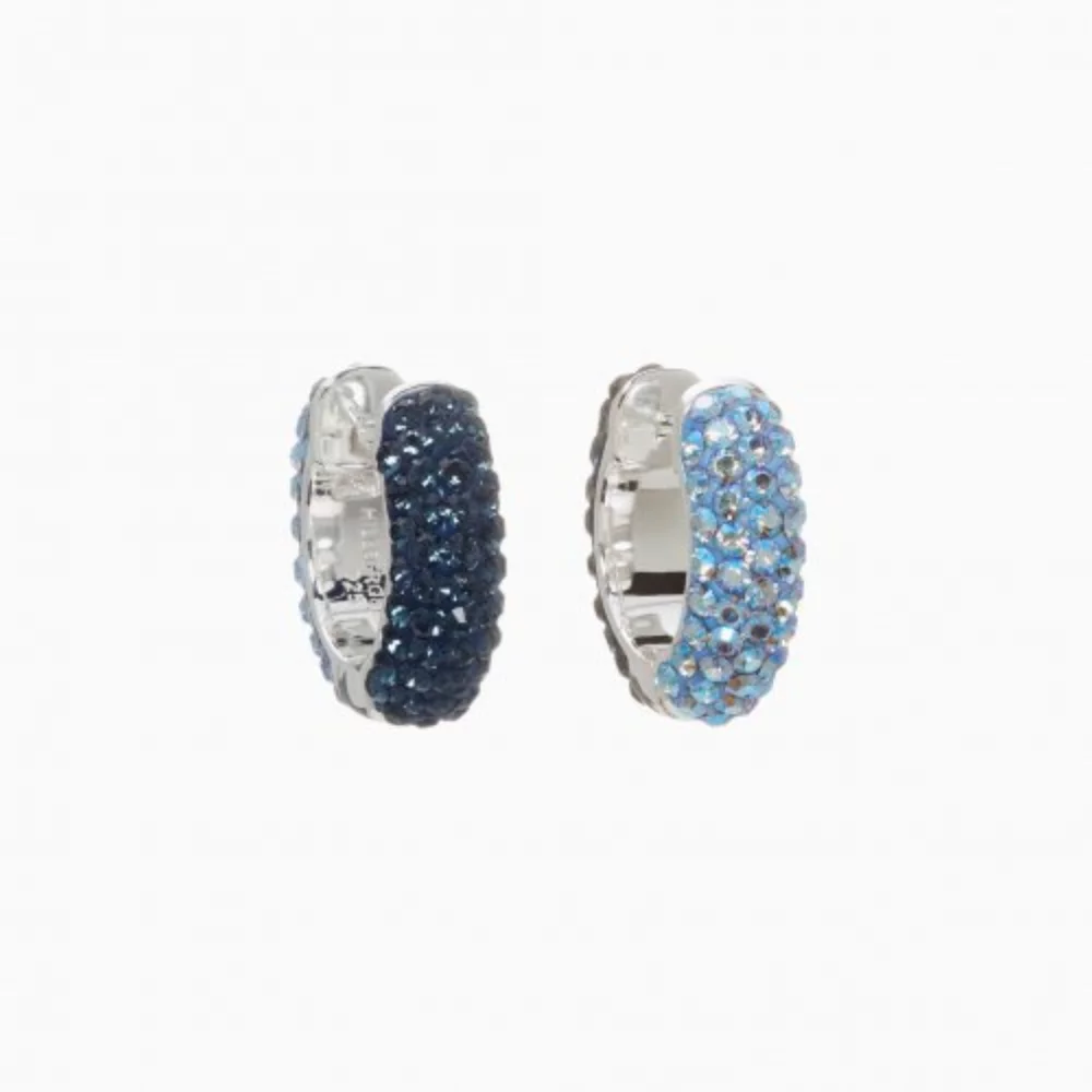 Two-Tone Reversible Sparkle Hoop Earrings - Navy/Celestial Sky