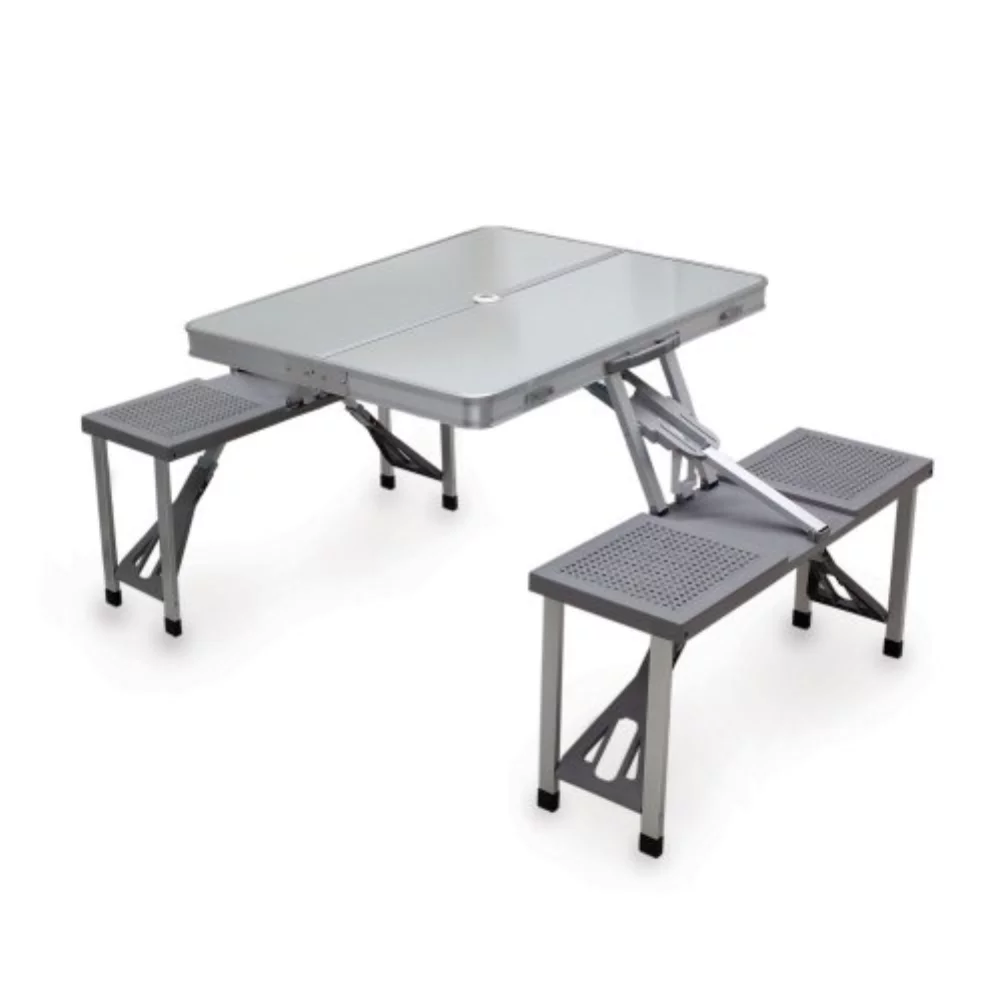 Aluminum Portable Picnic Table with Seats - Silver