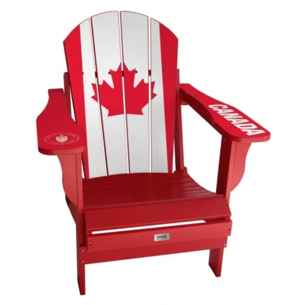 Adult Resin Folding Adirondack Chair Canada Flag - Red