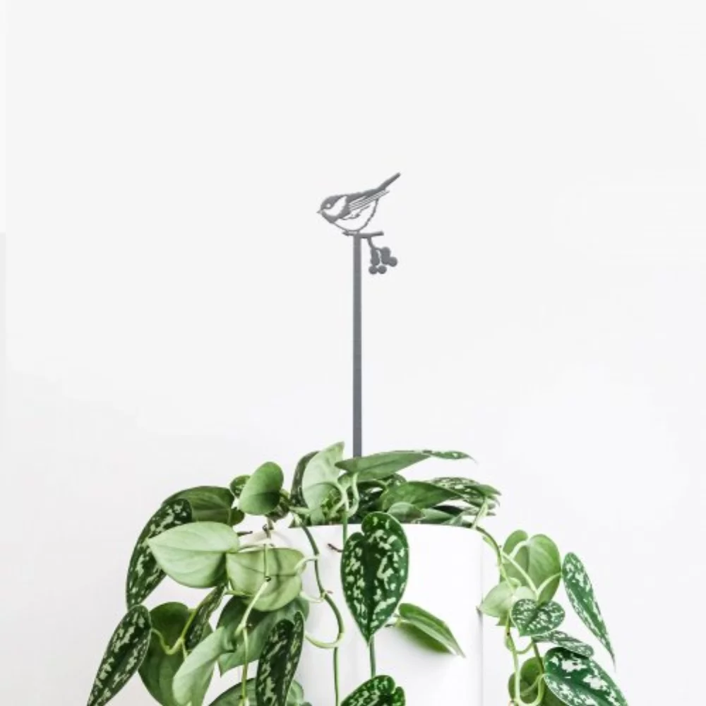 Chickadee Plant Stake - 25 inch - Rust