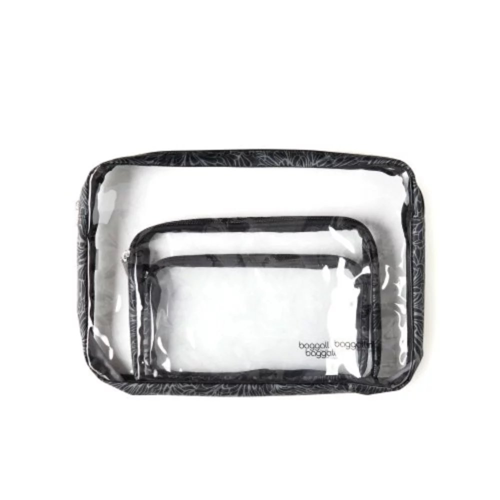 Clear Travel Pouches - Midnight Blossom