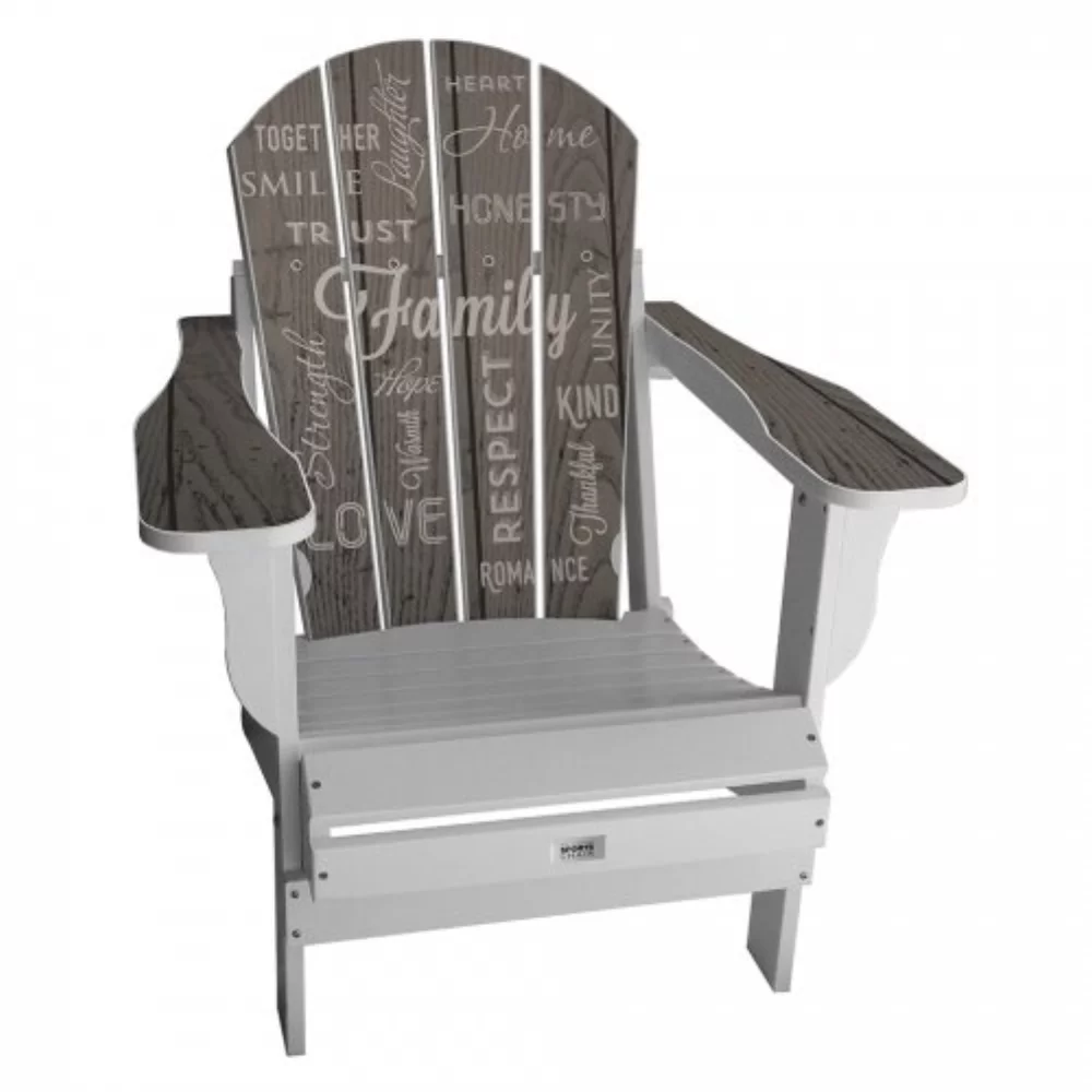 Chaise Adirondack pliante en résine pour adultes avec design familial - Blanc