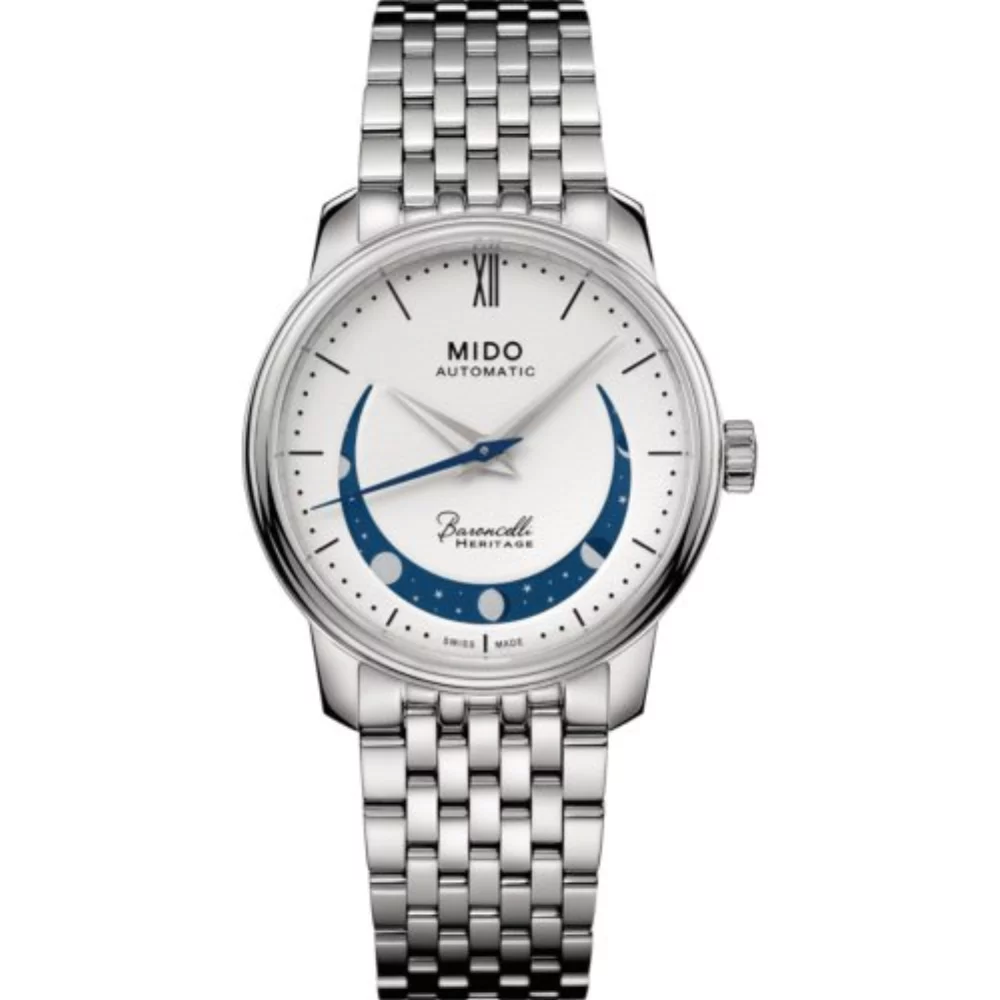 Baroncelli III Smiling Moon - Blanc, Montre Automatique pour Dames