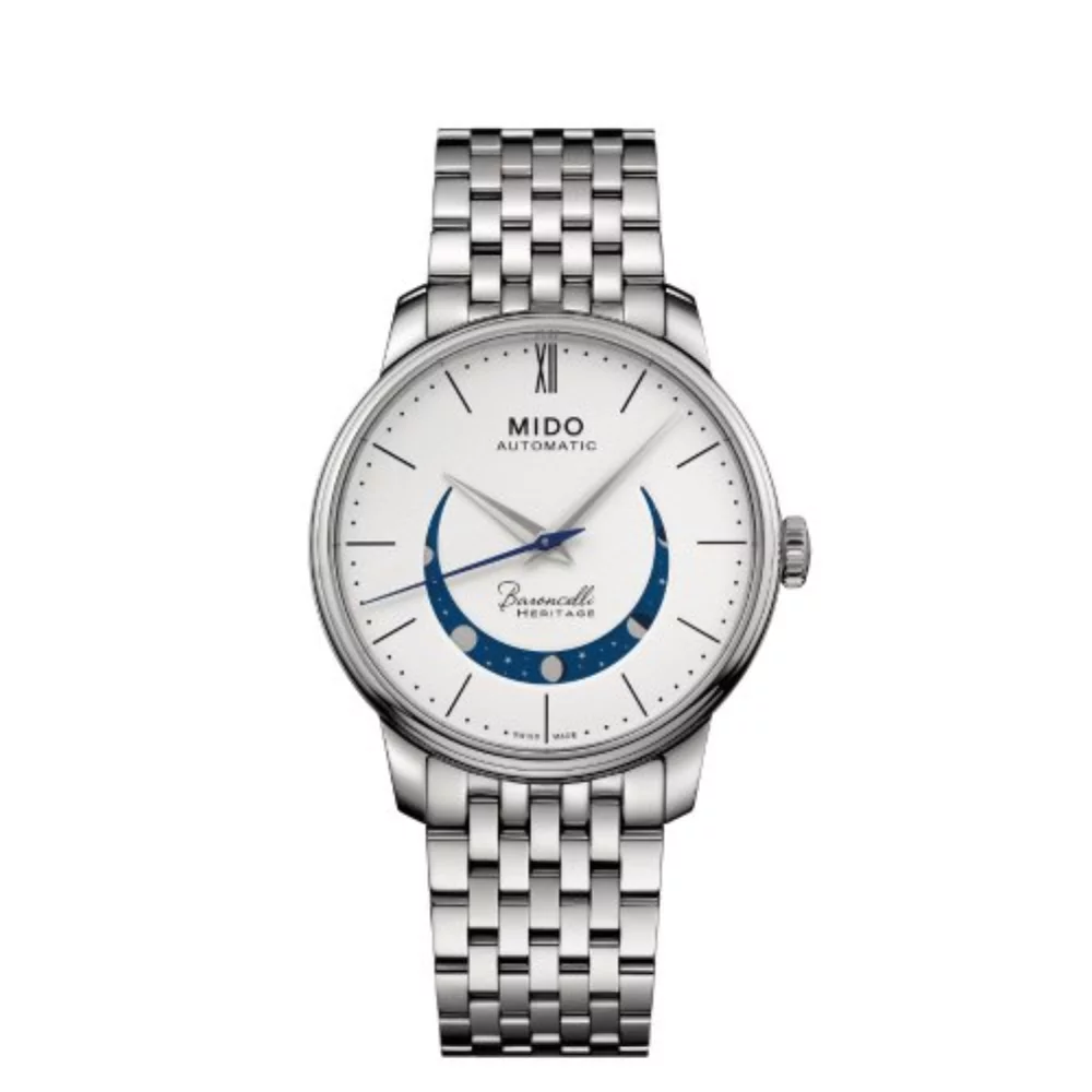 Baroncelli III Smiling Moon - Blanc, Montre Automatique pour Homme