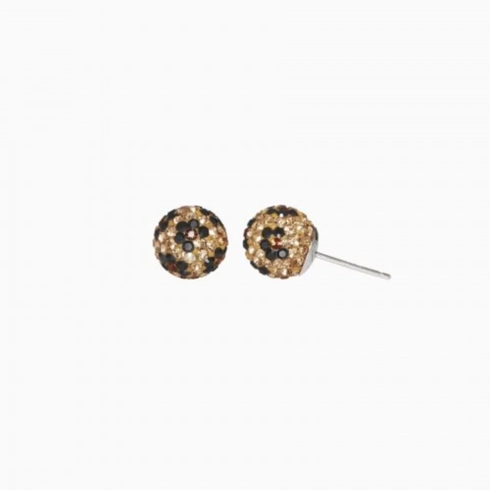 10mm Sparkle Ball Earrings - Leopard