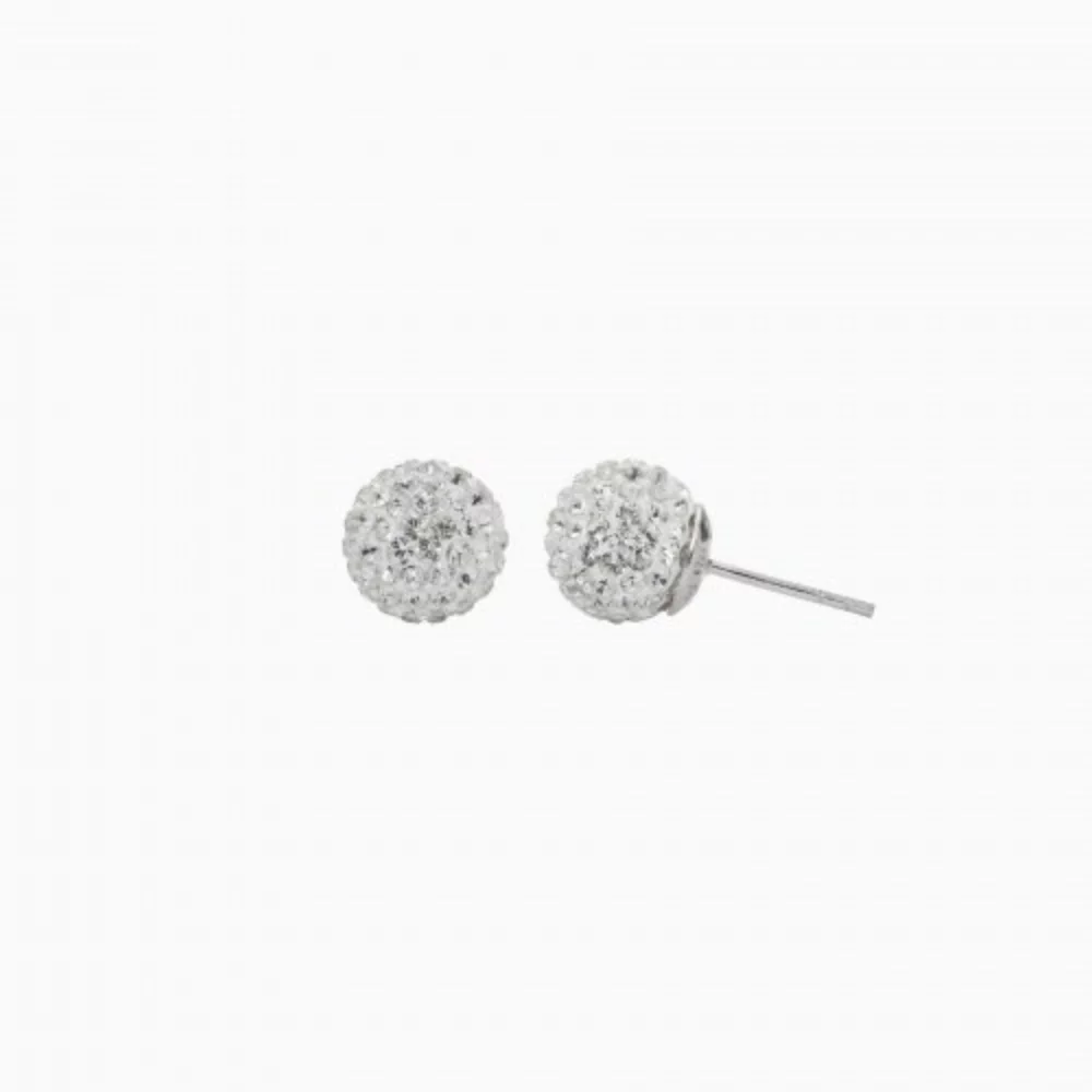 Boucles d'oreilles boule étincelante de 10mm - Blanc