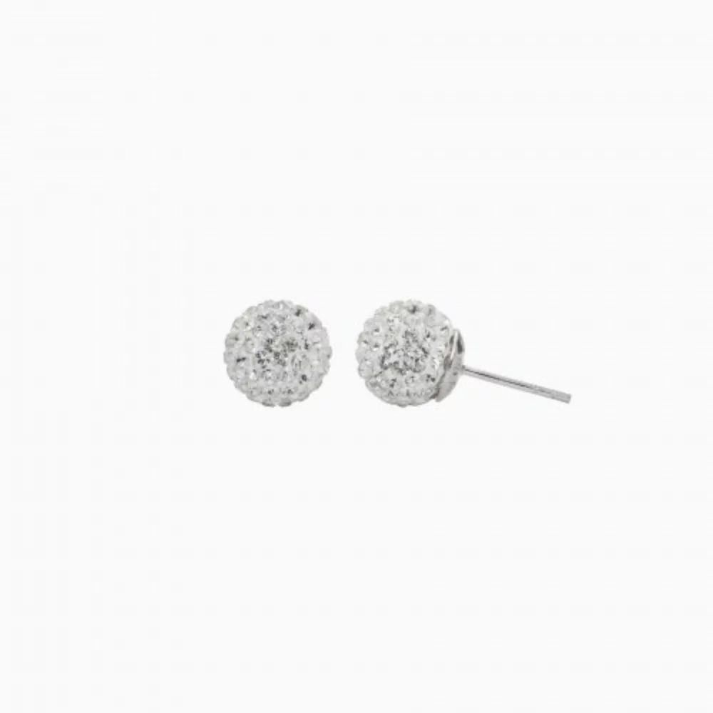 10mm Sparkle Ball Earrings - White