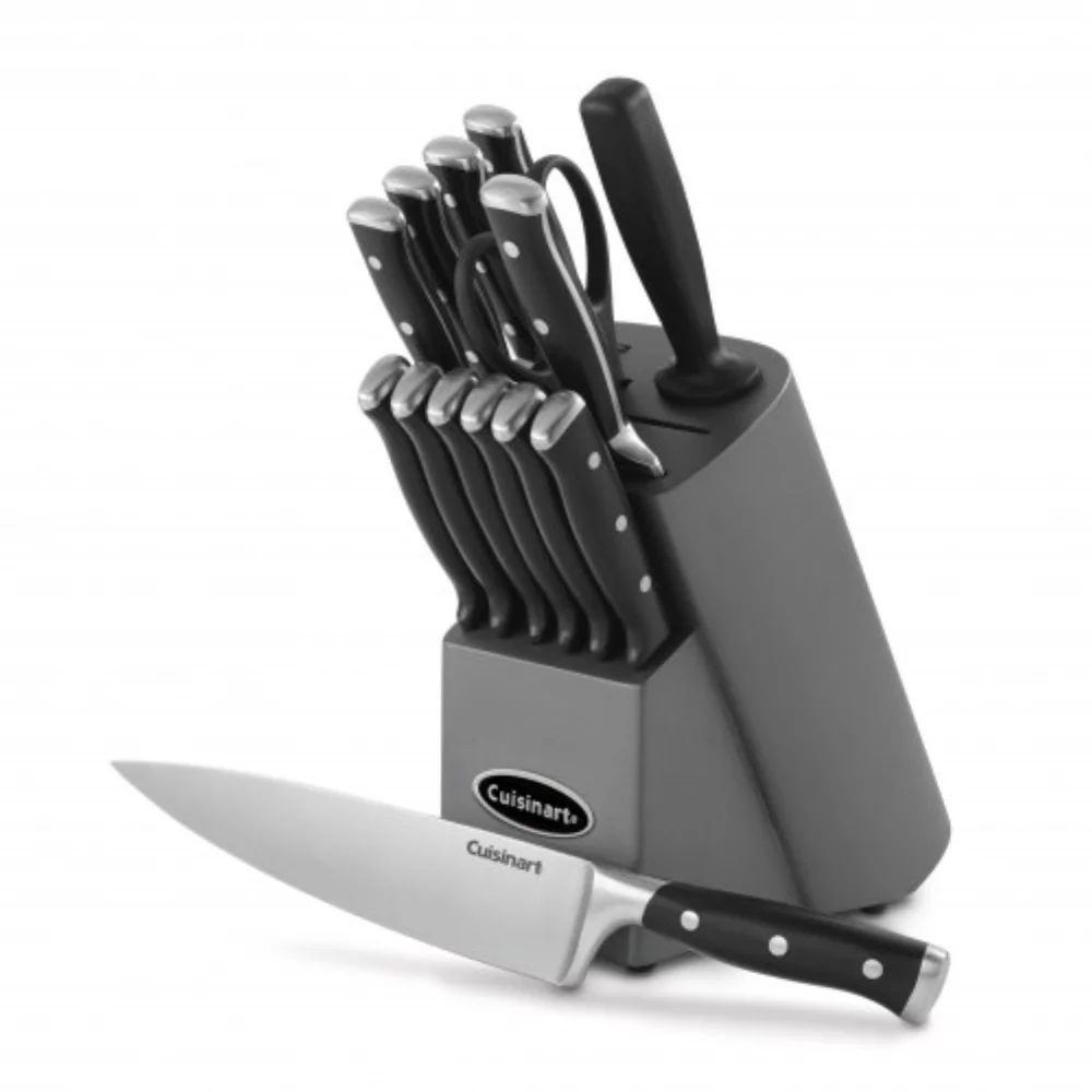 15 Pc Triple Rivet Knife Block Set - Black