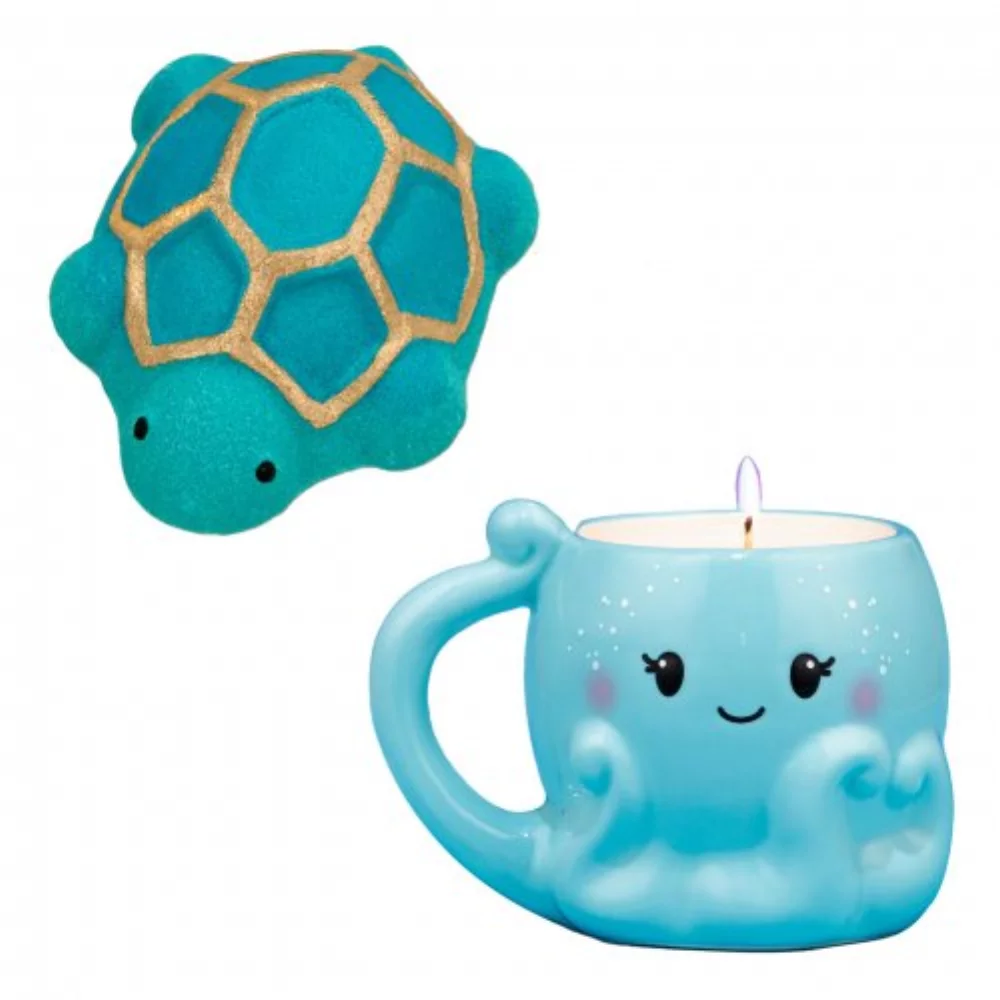 Ensemble de bracelet bombe de bain tortue et collier tasse pieuvre - Multicolore