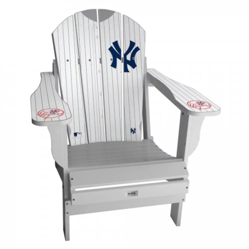 Chaise pliante en résine Adirondack avec logo des NY Yankees, blanche