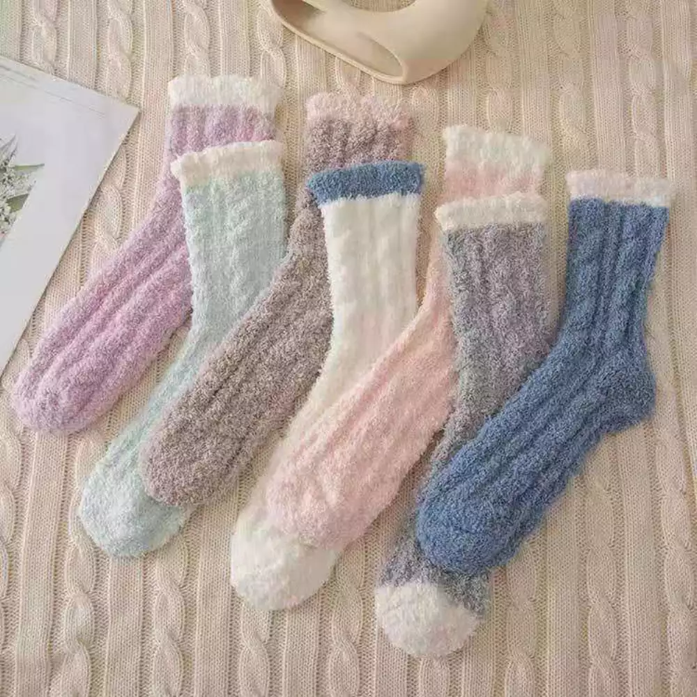 Women Custom Logo Comfy Fuzzy Socks
