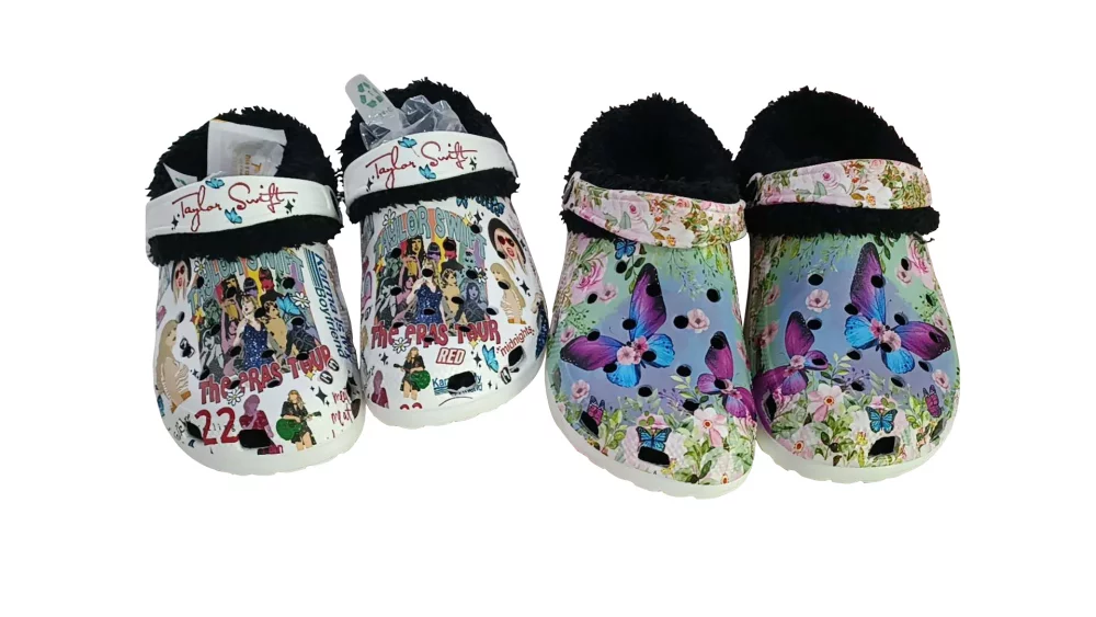 Full color Imprint Adults Custom Clogs with Fur