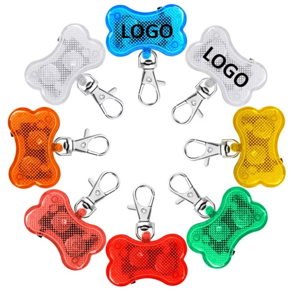 Pendentif de collier pour animal de compagnie en forme d'os avec LED