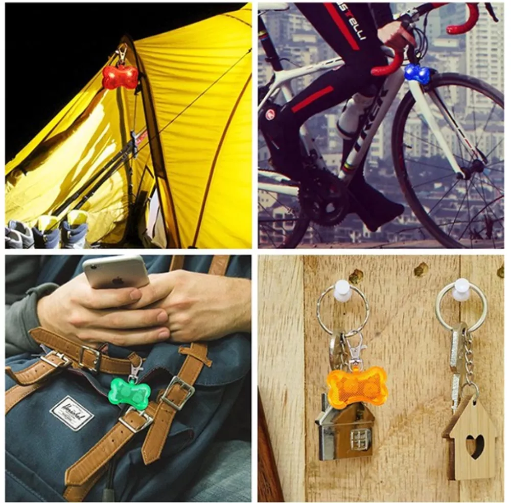 Pendentif de collier pour animal de compagnie en forme d'os avec LED