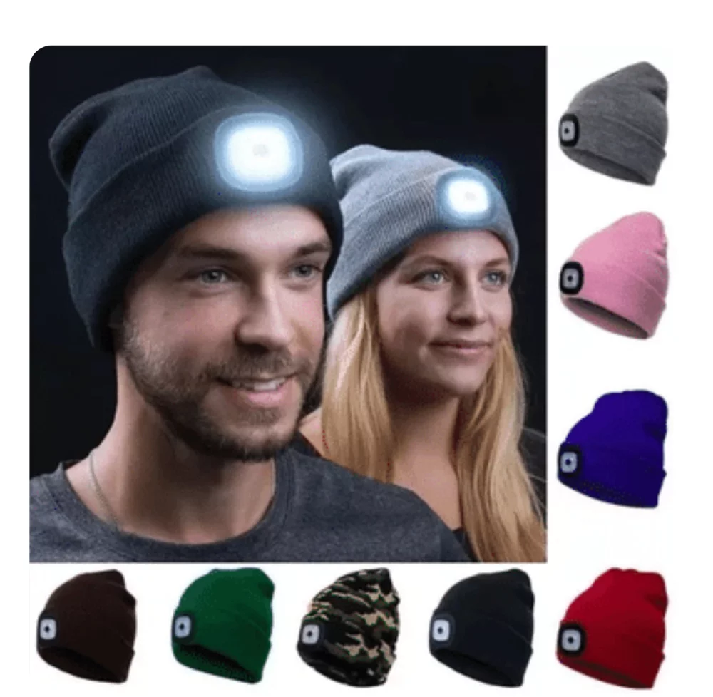 Bonnet avec lumière LED rechargeable