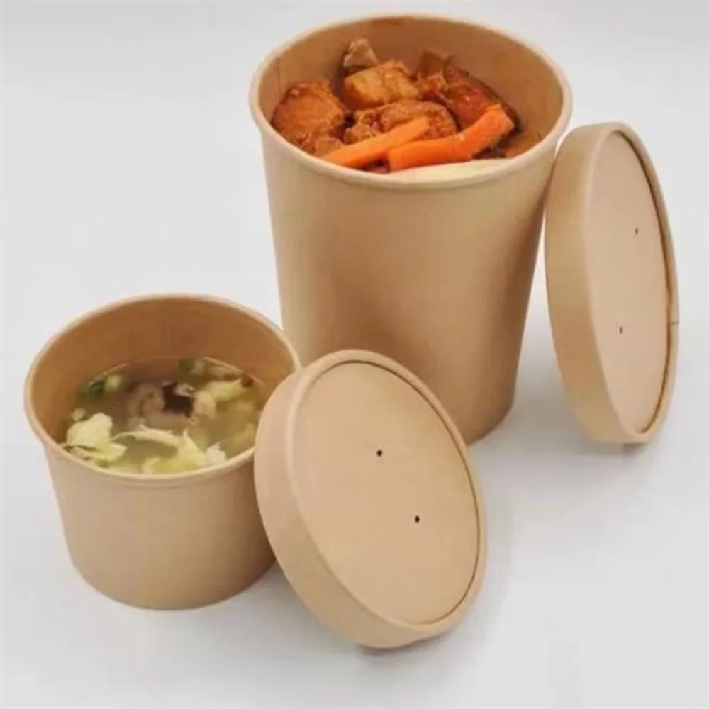 Gobelet à soupe Kraft de 16 onces avec couvercle