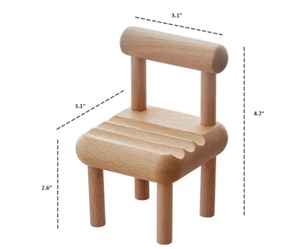 Creative Wooden Chair Cell Phone Stand