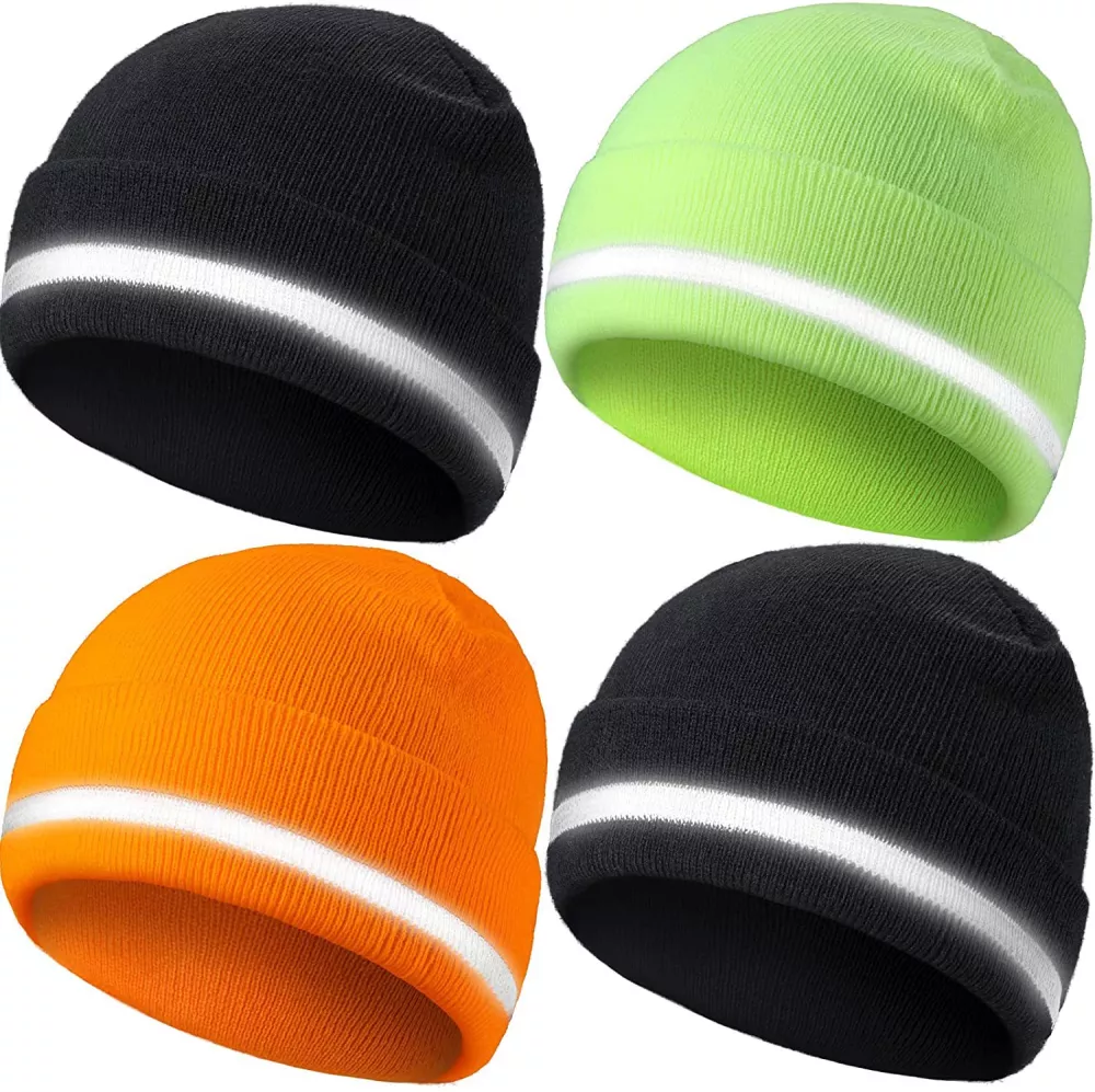 Bonnet tricoté avec bande réfléchissante
