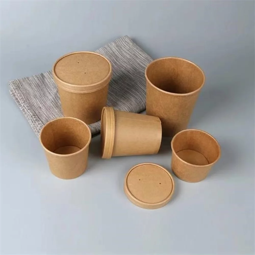 12OZ Kraft soup cup with lid