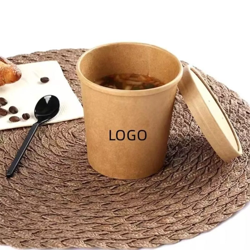 Gobelet à soupe Kraft de 26 onces avec couvercle