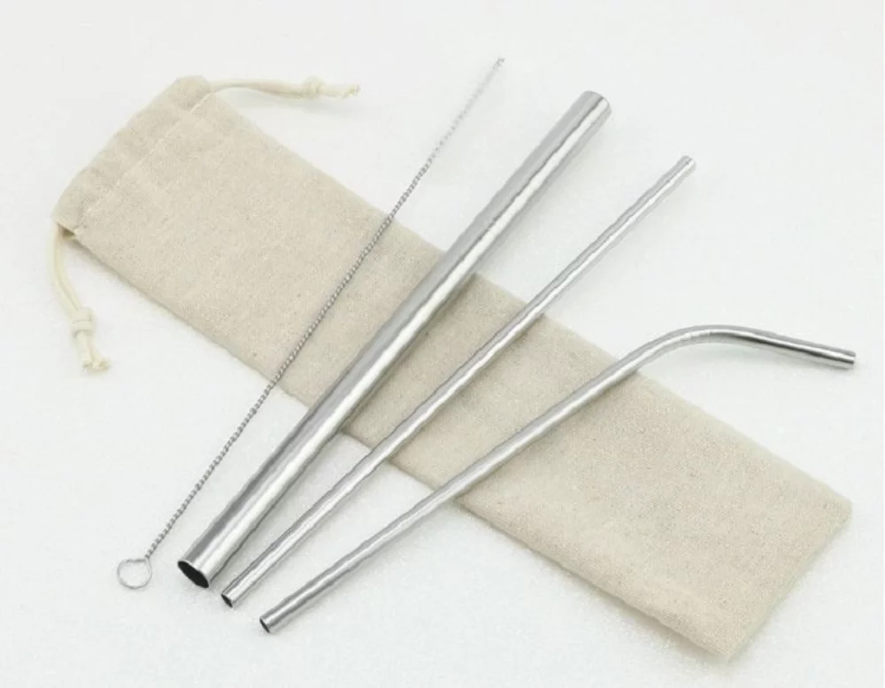 4 Stainless Steel Straw With Cleaning Brush