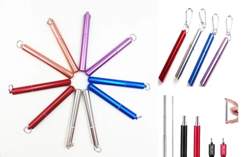 Pailles rétractables en acier inoxydable