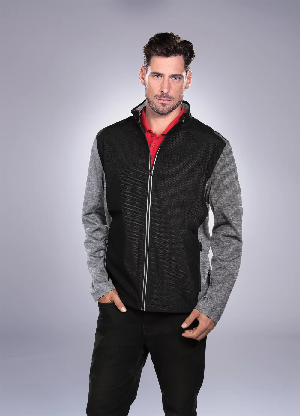 Men's Lightweight Performance Jacket w/3M™ Reflectivity, Textured Body & Jersey Melange Sleeves