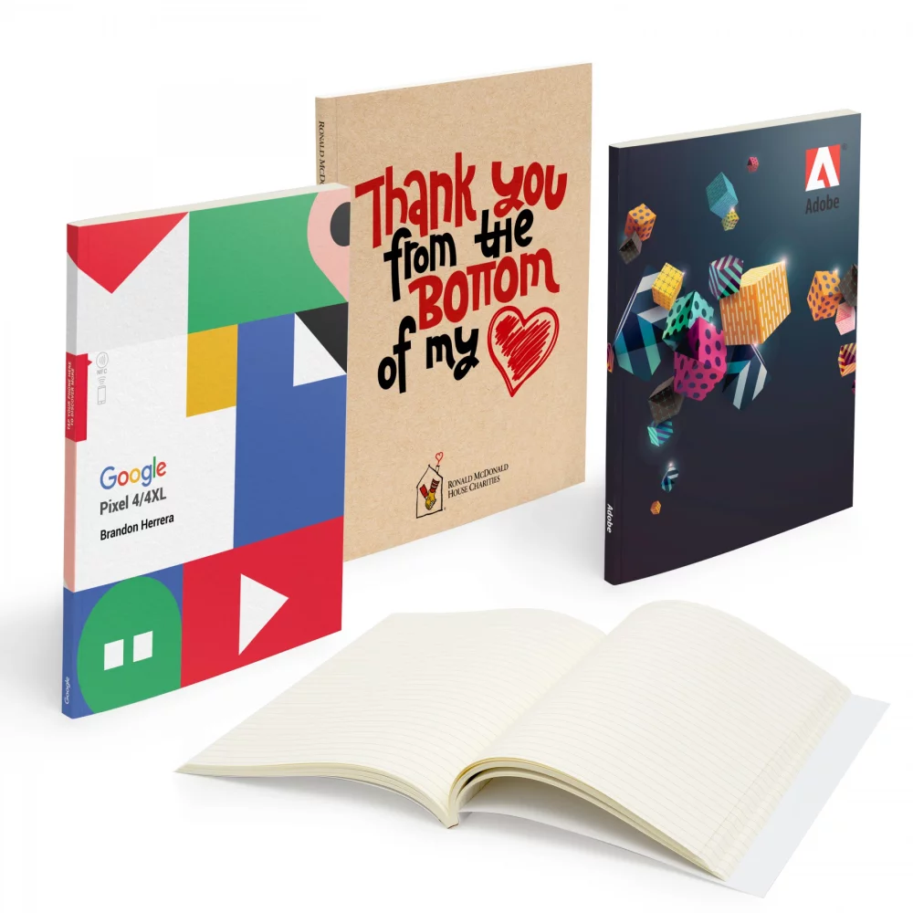 Cahier à reliure parfaite puissant de 7" x 9" avec 150 pages