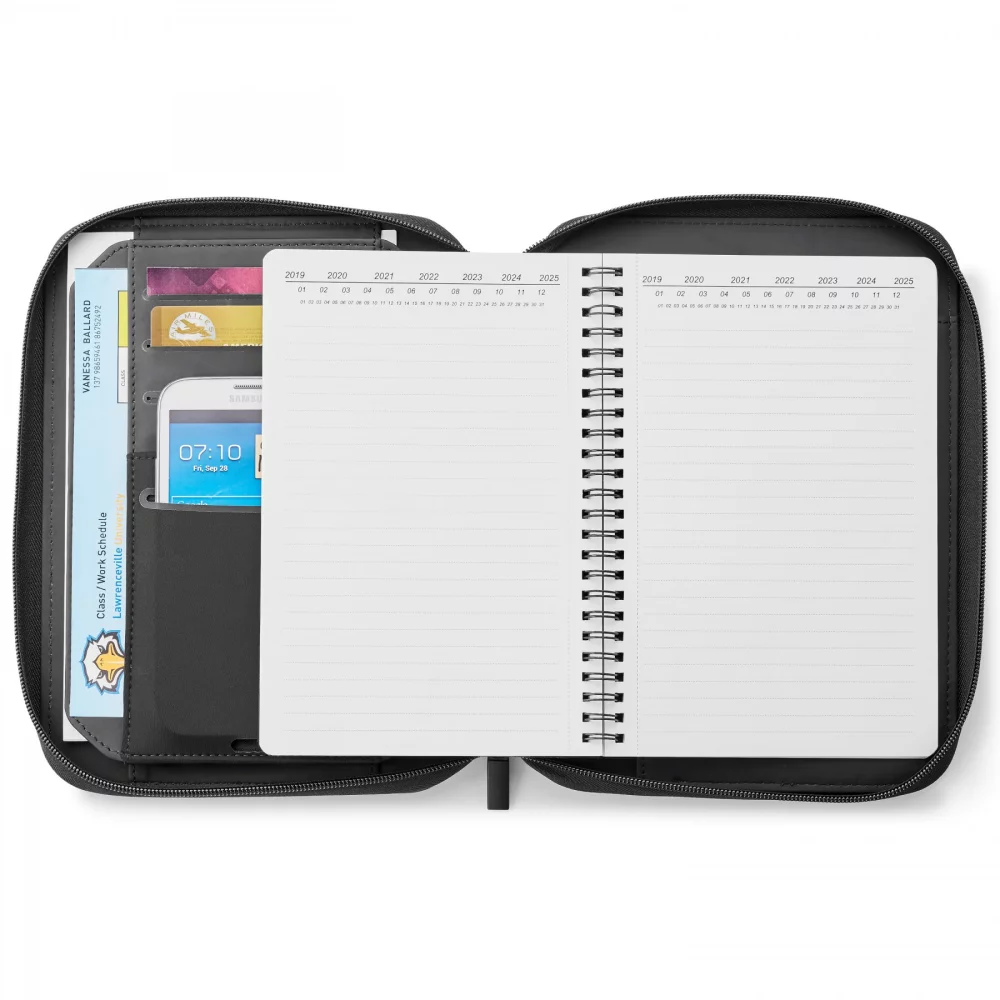 A5 ZIP JOURNAL WITH 5,000 mAh WIRELESS CHARGING POWER BANK INCLUDES UL CERTIFIED BATTERY