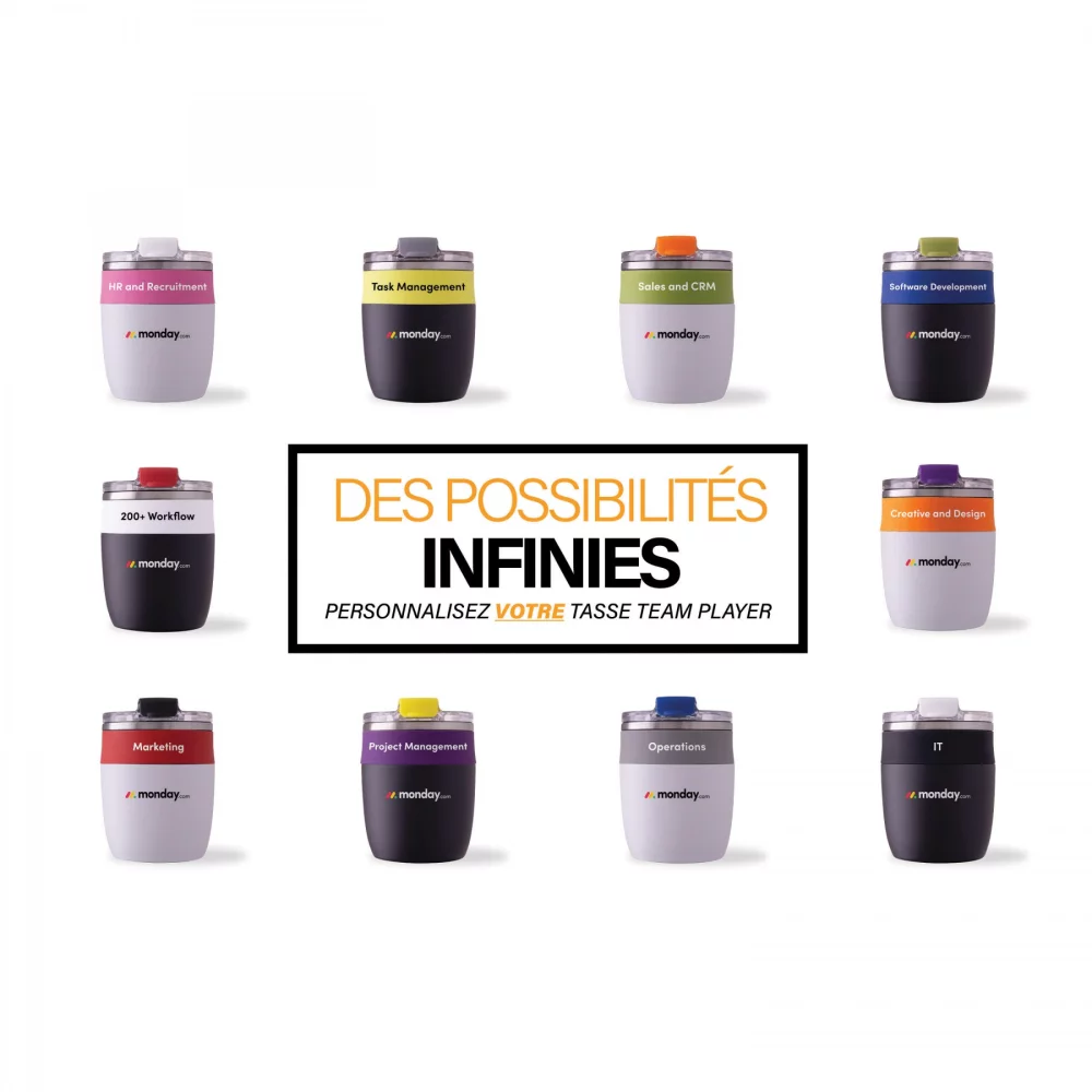 Tasse en acier inoxydable de 300 ml / 10 oz pour joueur d'équipe