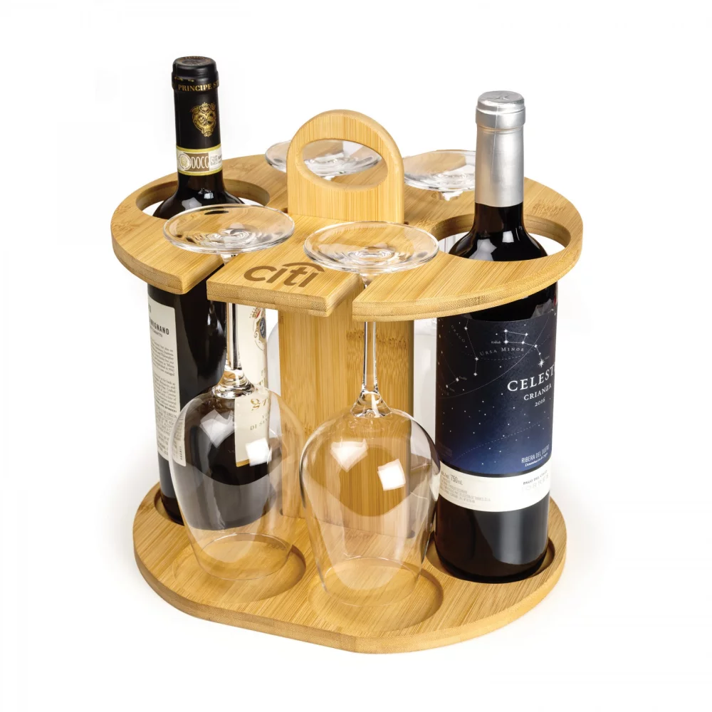Organisateur de bouteilles/verres en bambou