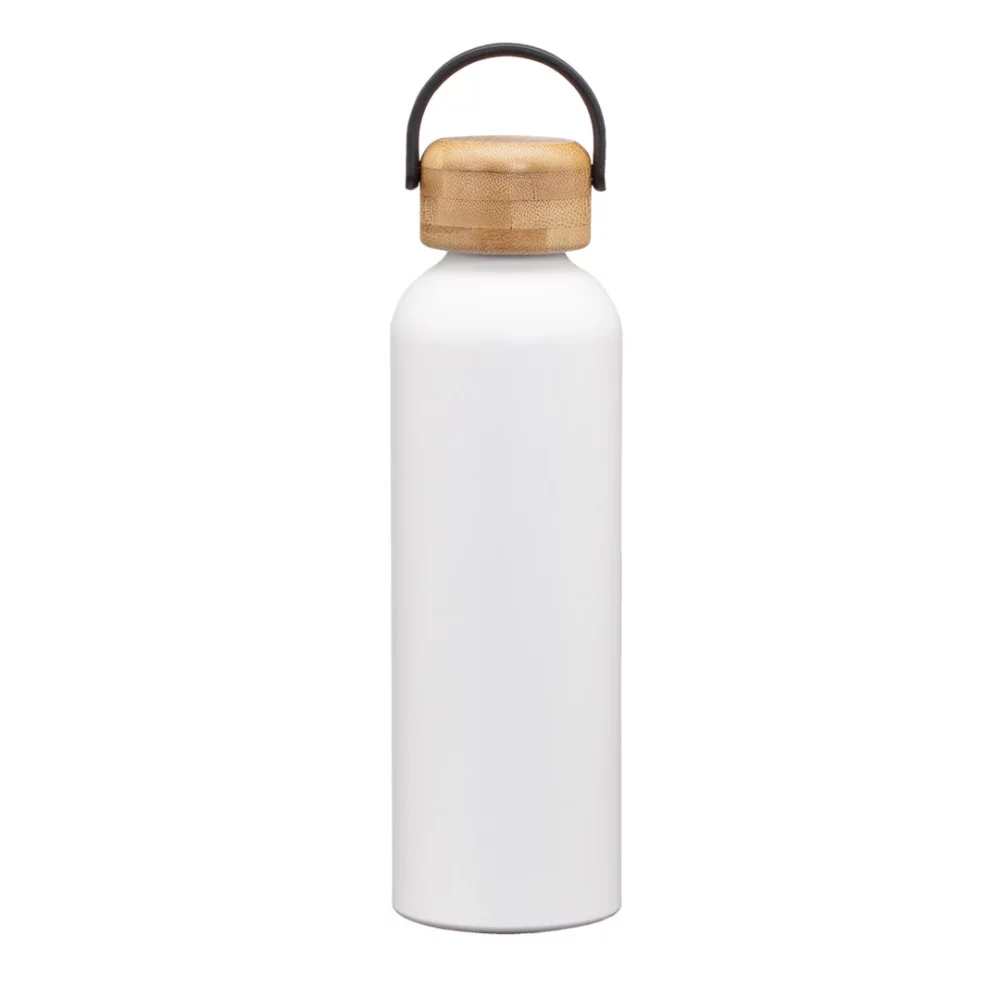 Bouteille en pierre verte avec couvercle en bambou torsadé - 24 oz blanc