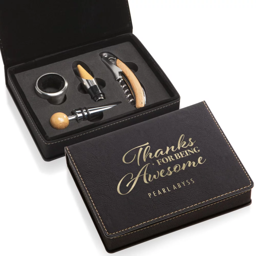 Norene Wine Accessory Set - 4pc Black/Gold